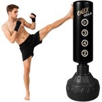 ONEX Punch Bag Free Standing Adult - 5ft filled Heavy Duty Pedestal Stand Boxing Bag for Kickboxing MMA Martial Arts karate Gym & Home Fitness Workout