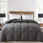 Decroom 100% Cotton Quilted Down Comforter- Goose Duck Down Feather Filling Duvet Insert- All Season or Stand-Alone Comforter - Grey Queen