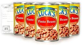 Lucks Pinto Beans With Pork - 6 x 15 Ounce Cans of Lucks Pinto Beans Canned, Canned Pinto Beans 6 Pack, Bundled with Recipe Sheet