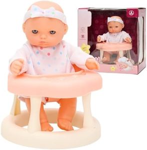 Miunana 6 Pollici Bambola Realistic Baby Doll con Vestiti e Baby Walker Bella Mini Lavabile Seggiolino Del Bambino Bow Baby Bib In Scatola Regalo per Bambino