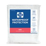 Sealy Baby Mini Fitted Waterproof Baby Crib Mattress Protector, Crib Mattress Topper, Mini Crib Mattress Pad with Waterproof Protection, Machine Washable/Dryer Friendly, 38" x 24" - White