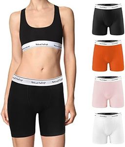 ILUVIT Womens Boxer Briefs Underwear Cotton Boy Shorts Panties for Women 5.5" Inseam 4 pack, B: Women Boxer Briefs Multicolor- 4 Pack, Large