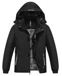 MoFiz Kid's Ski Jacket Waterproof Warm Winter Coat Boy's Fleece Snowboarding Jackets Hooded Winter Thick Coat BH-Black 6-7 Years