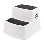 Taylor & Brown Dual Height Step Stool for Toddlers & Kids, Potty Training Stool for Bathroom, Kitchen, Two-Step Design with Soft-Grips, Stepping Stool for Toddlers, Black