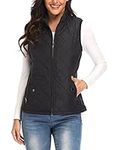 Argstar Women's Quilted Puffer Vest, Stand Collar Lightweight Zip Padded Outerwear Gilet Black XXL