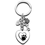 Pet memorial Keyring Pet Lover Heart Keychain Dog Cat Paw Dog Tag Keychain Key Ring Pet Sympathy Gift for Pet Lover (Heart Paw)