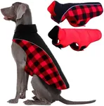 Kuoser Reversible Dog Coat, Warm Waterproof Dog Jacket, British Style Plaid Dog Winter Coats, Puppy Cold Weather Vest Windproof Outdoor Clothes Dog Snow Jackets for Extra Large Dogs XXXL