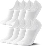 FITRELL No Show Socks Womens - Athletic Cushioned Low Cut Ankle Socks Invisible Non-slip Liner Socks, 8 Pairs White, Small