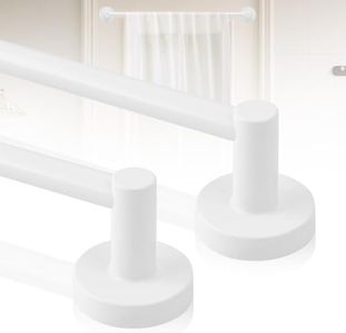 HTZON 2Pack White Magnetic Curtain Rod,Magnetic Curtain Rod for Door,Adjustable Magnetic Towel Bar,Magnetic Curtain Rods for Metal Doors 16-28 Inch,Tool-Free Magnetic Rod with Leather Protective Cover