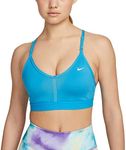 Nike Dri-FIT Indy Women's Light-Support Padded V-Neck Sports Bra Smoke Grey/Black, Laser Blue, X-Large