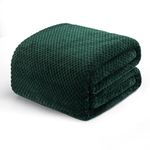 Exclusivo Mezcla King Size Fleece Bed Blanket, 230x265 CM Soft Jacquard Weave Waffle Pattern Blankets for Bed Settees, Forest Green Blanket