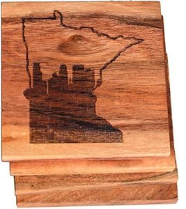 Minneapolis Coasters, Minneapolis Skyline Drink Coasters – Minneapolis Gifts & Souvenirs, Engraved Coasters with Minneapolis Skyline Design – Minneapolis Themed Gifts, Minnesota Gifts (Set of 4)
