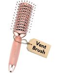 Vent Hair Brush for Blow Drying, Detangling Hairbrush for Women - Vented Brush with Gel Handle - Rose Gold by Lily England