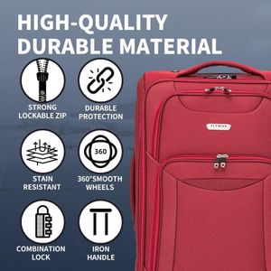 FLYMAX 32" Lightweight Suitcase – Red Luggage