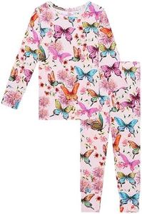 Posh Peanut Girls Pajamas - Soft, Viscose from Bamboo PJs for Kids - Matching, Long Sleeve Toddler Pajamas for Girls (5-6 Years) Watercolor Butterfly