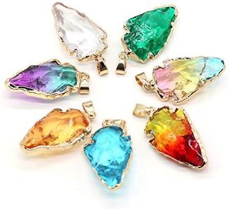 Zotoone 5pcs Natural Stone Yellow Blue Crystal Bud Triangle Pendant For Jewelry Making DIY Necklace Earring Accessorie Charm Gift Party 20x30mm, Stone, goldstone