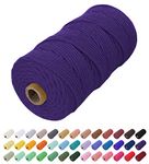 Uiopa Macrame Cord 2mm x 200m, Natural Cotton Cord Coloured Macrame Yarn Soft Rope, Macrame String Cotton Twine for Crafts, Plant Hanger, Wall Hanging, Wrapping, Christmas Decorations (Deep Purple)