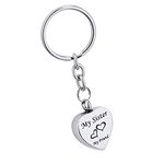 My Dad My Friend Pendant Cremation Urn Keychain Memorial Keepsake Key Chain Ashes Jewelry with Free Engraved (Sister)