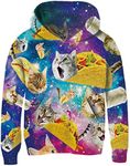 Goodstoworld Kids Boys 3D Galaxy Taco Cat Hoodies Girls Space Cat Burrito Graphic Sweatshirts with Hood Fleece Hilarious Funny Workout Shcool Hoody Streetwear Playwear Hooded Jackets 6-8 Years