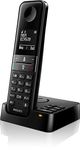 PHILIPS Cordless Telephone D4751B, Black, DECT, Caller ID, Digital Answering System, 30 min Recording, Single Keypad, Battery Powered