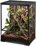 NEPTONION 32 Gallon Professional Glass Terrarium 18"x18"x24" Durable Reptile Habitat Tank with Heat Resistant Aluminum Alloy Frame, Dual Front Swinging Doors for no Jam by Sand and Other Debris