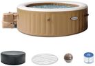 Intex PureSpa 6 Person Bubble Massage Inflatable Hot Tub Spa Set, Sahara Tan - Portable Outdoor Spa Plus Water Heater Pump, Foam Cover, Dispenser Ball