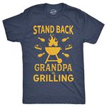 Mens Stand Back Grandpa is Grilling T Shirt Funny Fathers Day BBQ Tee for Guys Mens Funny T Shirts Dad Joke T Shirt for Men Funny Grandpa T Shirt Novelty Navy - L