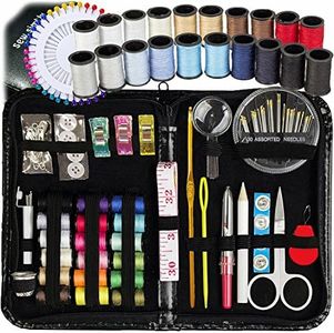 ARTIKA Sewing Kit for Adults and Kids - Small Beginner Set w/Multicolor Thread, Needles, Scissors, Thimble & Clips - Emergency Repair and Travel Kits - Sewing Accessories and Supplies