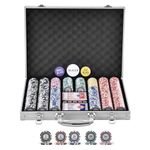 VEVOR Poker Chip Set, 500-Piece Poker Set, Complete Poker Playing Game Set with Aluminum Carrying Case, 11.5 Gram Casino Chips, Cards, Buttons and Dices, for Texas Hold'em, Blackjack, Gambling