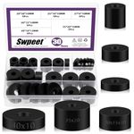 Swpeet 30Pcs 6 Sizes Round Rubber Spacer Assortment Kit, 10/12mm Anti Vibration Black Rubber Washers Kit, Neoprene Spacer Multi Purpose Thick Rubber Grommets for Home and Car Accessories