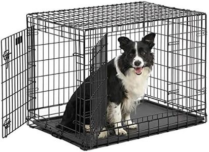 MidWest Homes for Pets Ultima Pro Series 36' Dog Crate | Extra-Strong Double Door Folding Metal Dog Crate w/Divider Panel, Floor Protecting 'Roller Feet' & Leak-Proof Plastic Pan