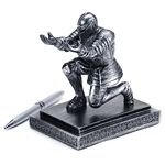 ThreeH Executive Knight Pen Holder for Office Desk Organizer with A Pen for Best Gift to Friend Gray