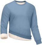 Gihuo Men's Crewneck Sweatshirt Winter Warm Sherpa Lined Pullover Fleece Top Heavyweight Loungewear Sweatshirt (Blue-XL)