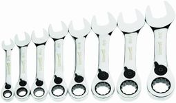 JH Williams WS-1168RCS 8-Piece Stubby Reversible Ratcheting Combination Wrench Set