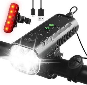 Bike Lights Front and Back, Necomi 4 LED USB Rechargeable 1000 Lumens Bike Light Set, Easy to Fit & Mount, Bike Headlight with Power Bank Function, 8 Light Modes, for Road Mountain Cycling (Black)