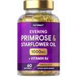 Evening Primrose and Starflower Oil Capsules 1000mg | with Vitamin B6 | 60 Softgels | Rich Source of Omega 6 GLA & 9 Oleic Fatty Acids | by Horbaach