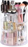 Cq acrylic 360 Degree Rotating Makeup Organizer for Bathroom,4 Tier Adjustable Cosmetic Storage Cases and Make Up Holder Display Cases,Clear
