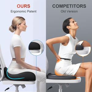 Benazcap XL Memory Foam Seat Cushion – Black Ergonomic Support