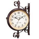Outdoor Wall Clock,Outside Waterproof Garden Clock Vintage Double Sided Clock Wall Mounted Paddington Station Clock Hanging Garden Clock for Wall Home Decor No Battery
