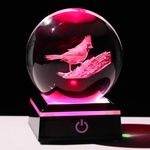 Qianwei Cardinal Gifts for Women Men Crystal Ball - 3D Laser Cardinal Decor Glass Animals Red Bird Figurines Statue Stuff for Room Decorations Cardinal Night Light