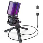 zealsound USB Microphone, RGB Gaming Microphone for PC Mac Phone, PS4&5, Cardioid Condenser Mic w/USB-C adapter,Quick Mute,Tripod Stand,Pop Filter for Streaming Discord Podcasts Twitch YouTube,A68