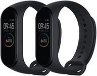 kwmobile Straps Compatible with Xiaomi Mi Band 4 Straps - 2x Replacement Silicone Watch Bands - Black/Black