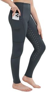 FitsT4 Sports Girls Horse Riding Pants Full Seat Silicone Kids Equestrian Breeches Horseback Pockets Youth Schooling Tights Dark Grey Medium