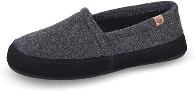 Acorn Men's Moc Slippers with Memory Foam Insole Suede Sidewall and Rubber Outsole, Dark Charcoal, 10.5-11.5