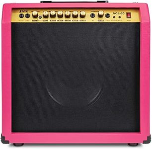 LyxPro 60 Watt Electric Guitar Amplifier | Combo Solid State Studio & Stage Amp with 10” 4-Ohm Speaker, Custom EQ Controls, Drive, Delay, ¼” Passive/Active/Mic Inputs, Aux In & Headphone Jack - Pink