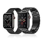 baklon Pack 2 Metal Strap Compatible with Apple Watch Strap 42/44/45/49mm, Stainless Steel Mesh Loop Replacement Wristband Compatible with iWatch Series Ultra/Ultra2/SE2/SE/9 8 7 6 5 4 3 2 1,Black