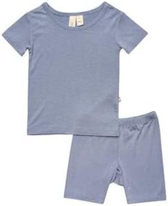 KYTE BABY, Short Sleeve Toddler Pajama Set, 97% Rayon made from Bamboo, 3% Spandex (8, Slate)
