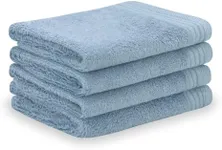 SERISIMPLE Premium Viscose Bamboo Washcloth Set - Pack of 4, 13x13 in Soft and Absorbent, Durable and Comfortable, Suitable for Body & Face, Baby and Adults (Blue/Stripes)