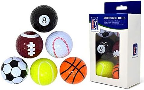 PGA Tour Fun Sport Golf Balls (Set of 6), Unisex, Multicolor