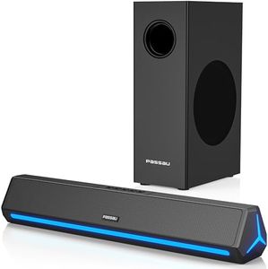 Passau Sound Bar for Smart TV with Subwoofer, 2.1ch TV Speakers Small Soundbar with Deep Bass, Computer PC Gaming Monitor Sound Bars Bluetooth/AUX/HDMI(ARC) Connection-16 Inch